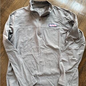 mens vineyard vines edgartown 1/4 zip- gray- M